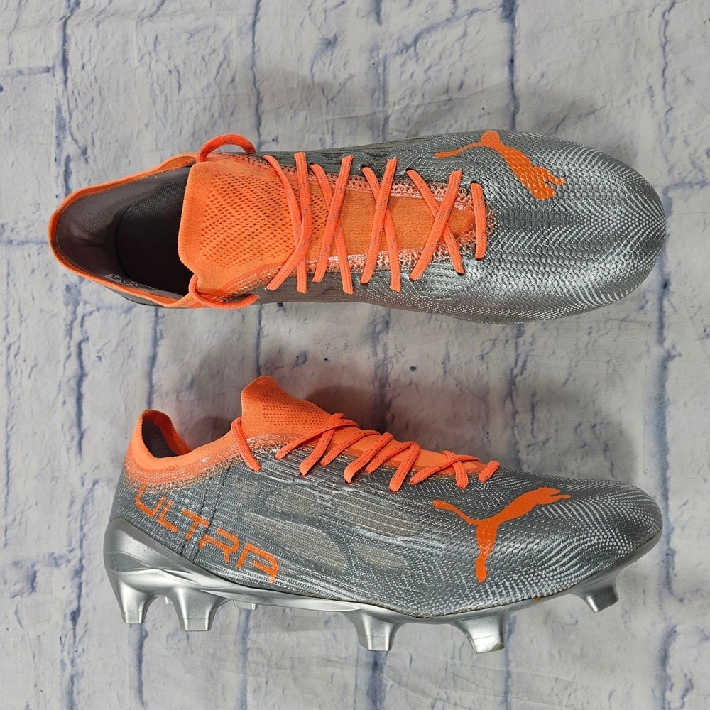 Puma Ultra 1.4 FG AG Soccer Cleats Men 10 Silver Orange MATRYXEVO Athletic Shoes